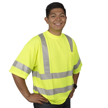Cordova COR-BRITE Short Sleeve Shirts, Lime, 2in Silver Reflective Tape, XL V431XL
